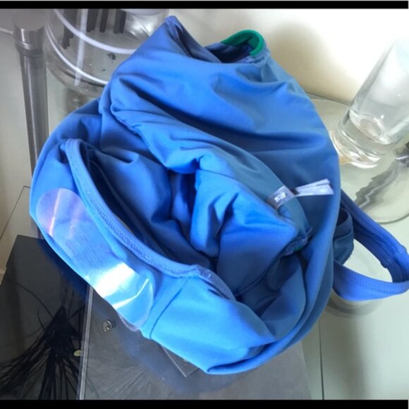 AERIE NEW Swim Suite Racerback Swimming One Piece Stretch Colour Block Blue XL - Picture 5 of 9